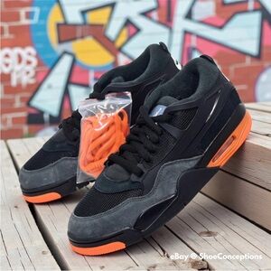 Nike Air Jordan 4 RM shoes black white orange